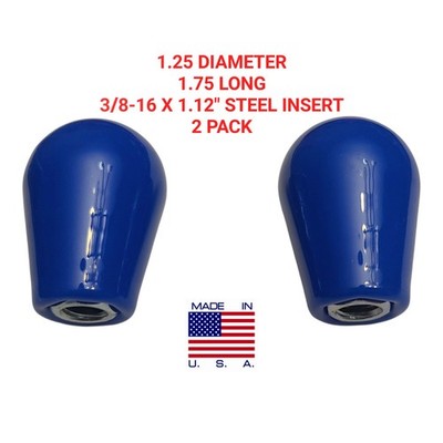 2 PACK Turn Knob Handles 3/8''-16 Blue Plastic Female Thread Blind Tap Machinery