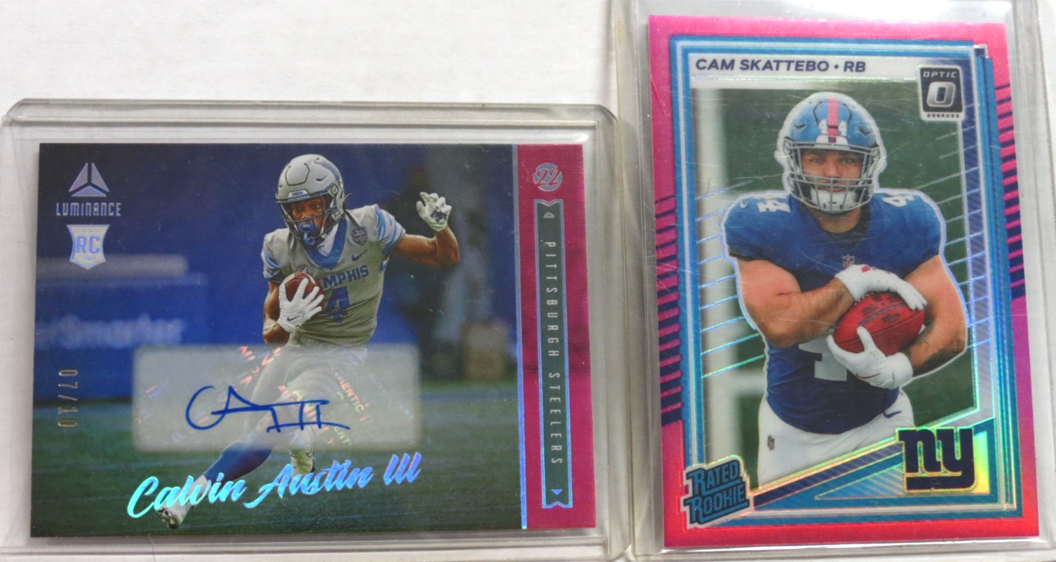 2022 Panini Luminance CALVIN AUSTIN III Rookie Auto #7/10 + SKATTEBO RC GIANTS