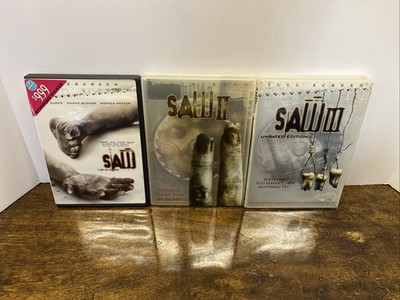Saw 1 2 3 I II III 1-3 DVD Lot Bundle of 3 Movies w/ Sleeves On 2