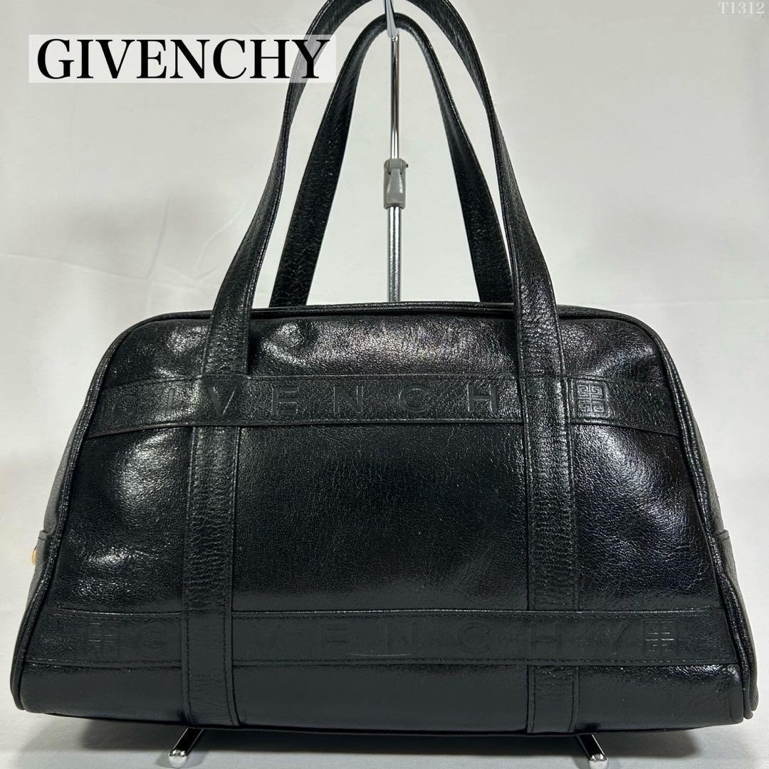 Authentic Givenchy Small Logo Leather Handbag Bla… - image 1