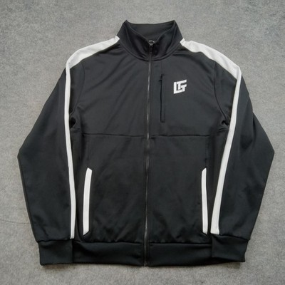 Linus Tech Tips Jacket Mens Large Black White Track Full Zip Logo Pockets