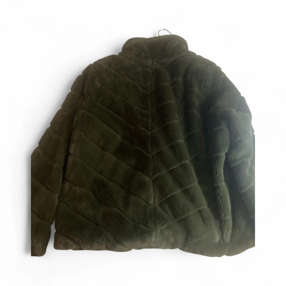 Cavalini женщин 3 X искусственного меха пальто оливковый подержанный - Изображение 2 из 4