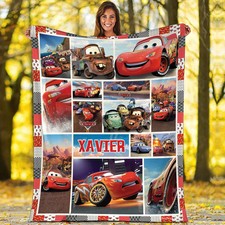 Personalized Cars Lightning McQueen Blanket Lightning McQueen Fleece Blanket