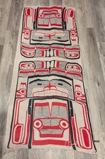 Vintage Native American Totem Motif Wrap / Shawl / Scarf 29"x64"