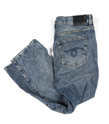 R13 Jeans 25 Womens Blue Cross Over Denim Kelly Wash Faded Distressed Designer