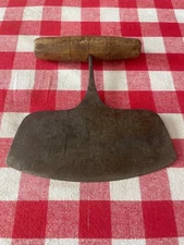 Antique Primitive Metal Hand Forged Food Chopper with Wood Handle