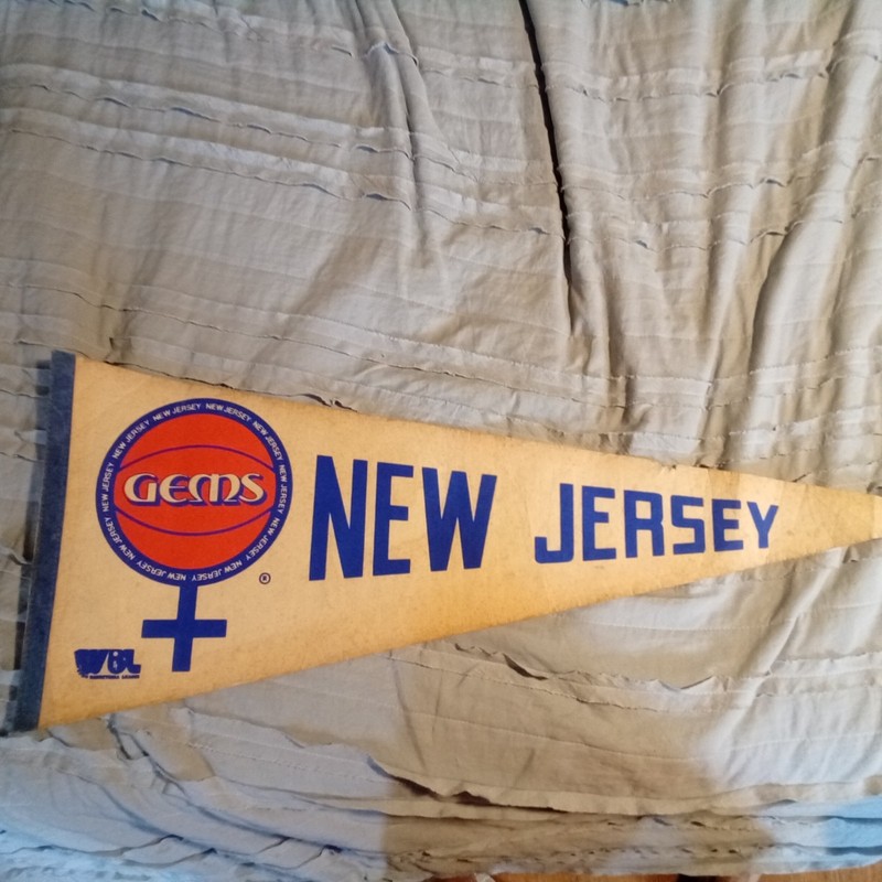 RARE 1979 NEW JERSEY GEMS WBL WOMAN’S BASKETBALL BALL PENNANT