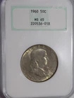 1960-P Franklin Silver Half Dollar - NGC MS65 - Old Fatty Holder, Green Label
