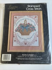 Golden Bee Stamped Cross Stitch Hearts in a Basket Kit 20372 Love Forever USA