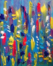 LIGHTS  MUSIC MODERN ART   SIGNED CANVAS - STRETCHED painting original