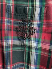 296-Lauren Ralph Lauren Women s Plaid Long Sleeve Button Up Shirt Size XL