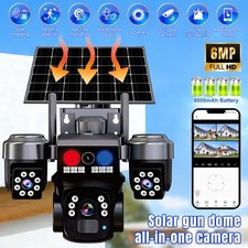 6MP Solar Security Camera, Home WiFi Battery CCTV System, 360° PTZ Night Vistion