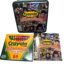 Vtg 1999 Crayola Millennium Special Ed Crayons 64 Ct Crayons Tin  Booklet New