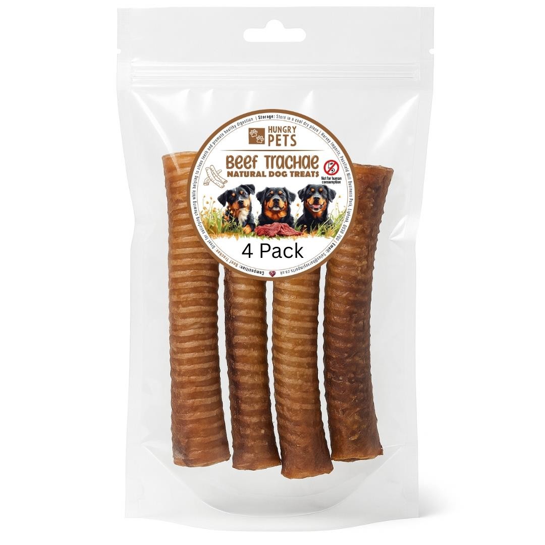 Hungry Pets Beef Trachea 15cm 4 Pack | Natural Grain Free Dog Chews Joint Health