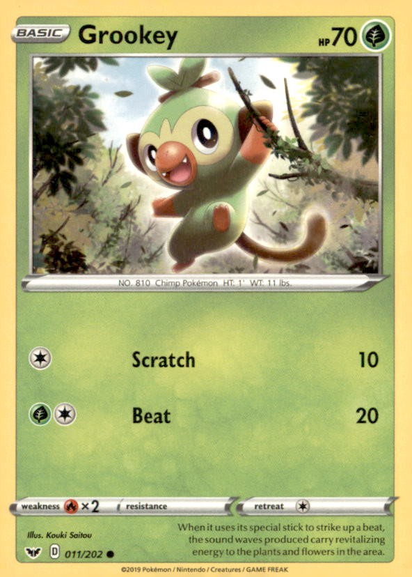 Pokemon Grookey 011/202 Sword and Shield 5 Card Lot Non Holo