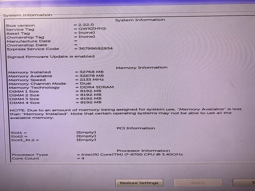 Dell Precision Tower 3420 Intel Core i7-6700 3.4GHz 32GB RAM NO HDD NO OS Good - Picture 2 of 7