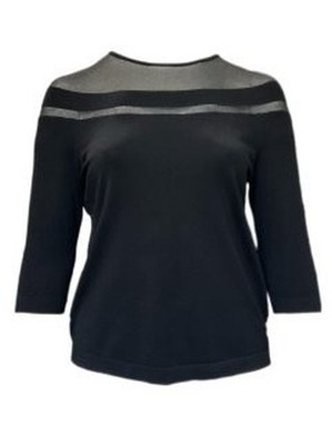 Marina Rinaldi Damen Schwarzer Aire 3/4 Arm Strickpullover Größe M NWT