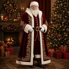Red Santa Claus Suit  Luxury Men's Christmas Costume Set XS  5XL