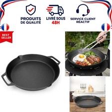 Poêle à frire en fonte 35 cm onlyfire, 2 becs verseurs, induction gaz four