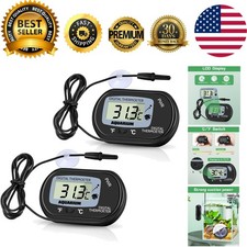 Compact Water Thermometer Set with Easy Read LCD for Fish Tank  Reptiles