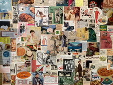 Lot 100 Small Ads  Cutouts 1930s-1970s Ephemera Collage Junk Journals Scrapbook