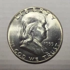 1955 Franklin Half Dollar 50C Uncirculated Silver Coin 0.9 Fineness