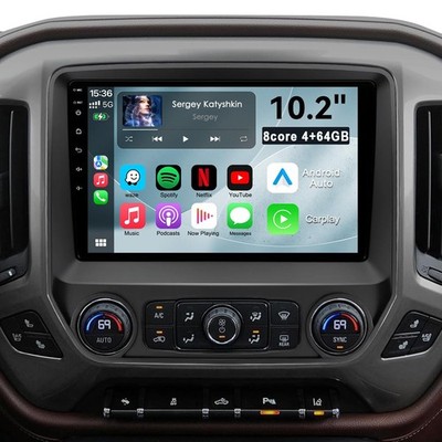 10.2'' Wireless Carplay Android Auto Stereo for 2014-2018 Silverado Sierra
