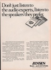 Jensen - System 200 Speakers  - Original Magazine Ad - 1981