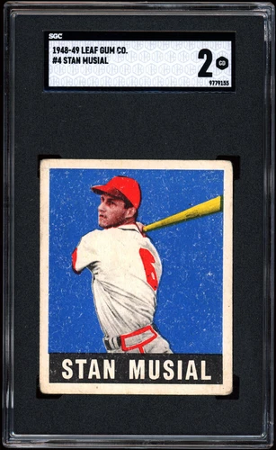 1948 Leaf #4 Stan Musial HOF RC SGC 2 CENTERED NO CREASES Rare Red Hat Variation