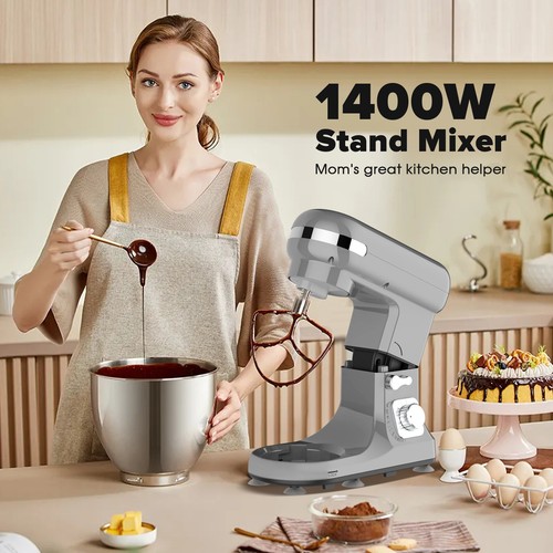 6.5L Electric Stand Mixer Kitchen Food Beater Cake Aid Whisk Bowl Grey - Picture 4 of 10