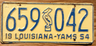 Item photo. Show Listing Details page. Listing 1954 Louisiana License Plate Number Tag – Pelican Yams