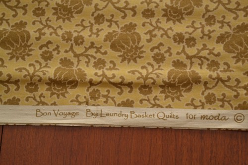 By 1/2 Yd/Brown Floral on Gold Quilt Cotton/Moda/Bon Voyage/Laundry Basket,P6775 - Picture 5 of 7