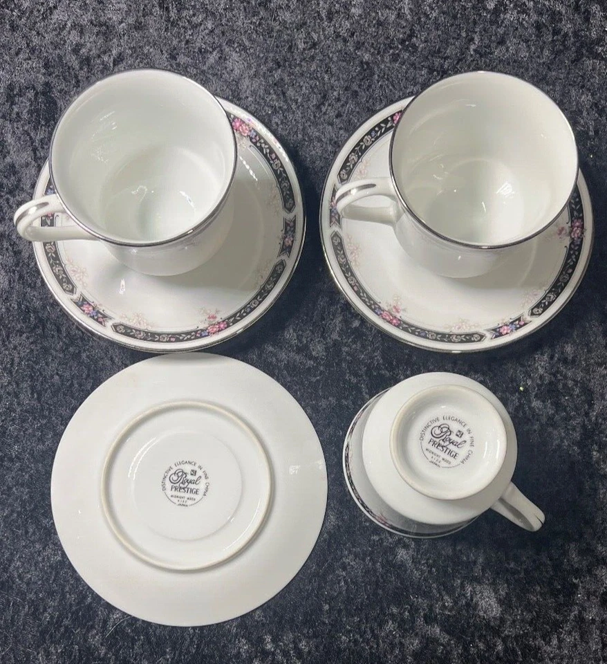 ROYAL PRESTIGE MIDNIGHT MOOD 4122 Tazas y Platillos de Café - JUEGO DE 3 Foto 4 de 4