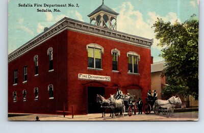 Postcard Missouri Sedalia Fire Department No. 2 Horse Drawn Posted 1915