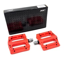 HT PA12A Platform Pedals 9/16", Nylon Reinforced Body, Adjustable Pins, Orange