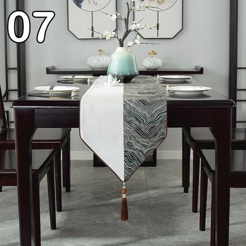 Luxury Gold Silk Jacquard Chinese Traditional Long Table Runner Tassels Flags - Picture 11 of 28