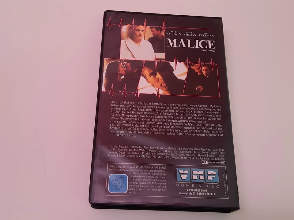 Malice Eine Intrige 1993 VHS German PAL Video Großbox Alec Baldwin Nicole Kidman - Bild 2 von 4