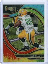 2020 Panini Select Football Field Level Tie-Dye Prizm Rookie #AJ Dillon #13/25
