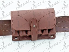 Leather Shotgun Cartridge Holder Pouch Belt Ammo 6 Shells 20-16-12GA. US Seller.