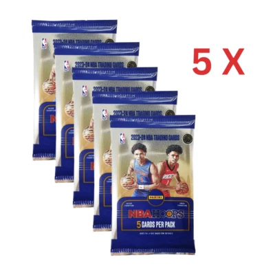 5 x PANINI 2023 2024 Hoops NBA Basketball GRAVITY FEED Packs Neon Green