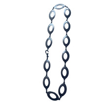 Y2K Silver Tone Pewter Look Open Oval Belt - Missing Chain