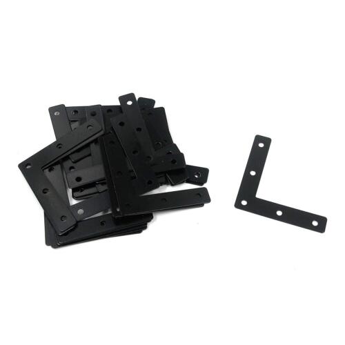Mending Plates Wood Black Flat L Corner Brace 80mm Bracket Screws Fastener 20PCS