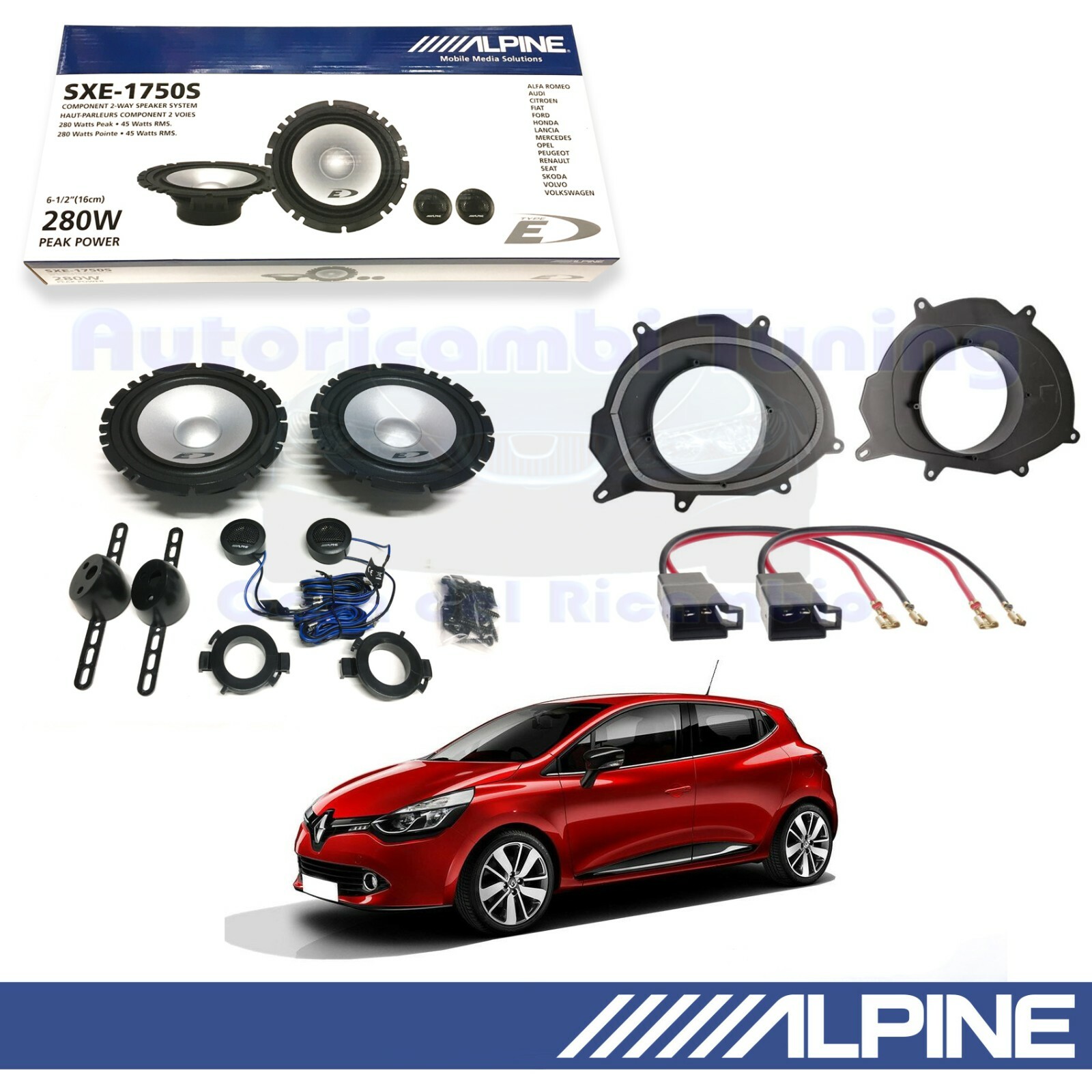 ALPINE SXE1750S Casse Altoparlanti Anteriori per RENAULT CLIO IV 2012>