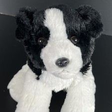 Aurora 12" Cami Border Collie Dog Puppy Plush Stuffed Animal Toy Black  White