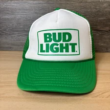 Bud Light Hat Cap Snapback Green Trucker Beer Brewing Adjustable