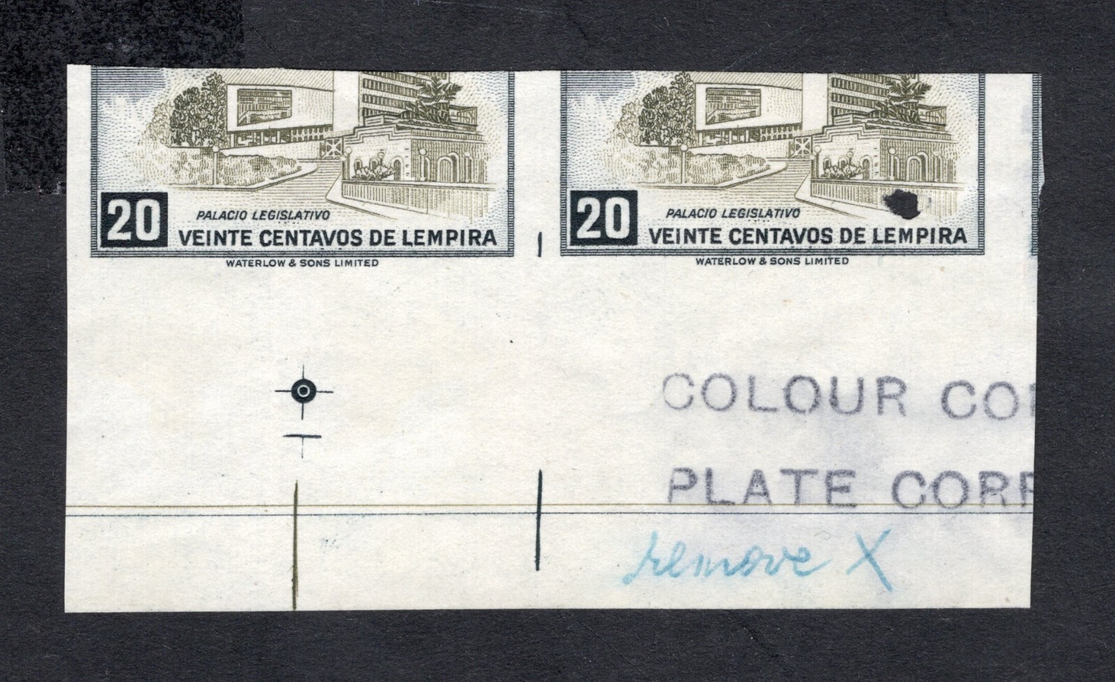 Honduras 1956 pair of cutted stamps Mi#179  PROOF RR MH