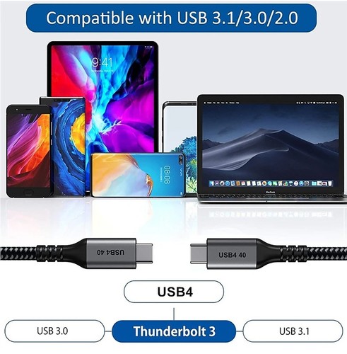 Câble USB Type C 5A 100W 40Gbps recharge rapide et transfert de données 1.2M Pro - Photo 6/6