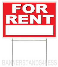 18x12 Inch FOR RENT Yard Sign with Stake - rb1s