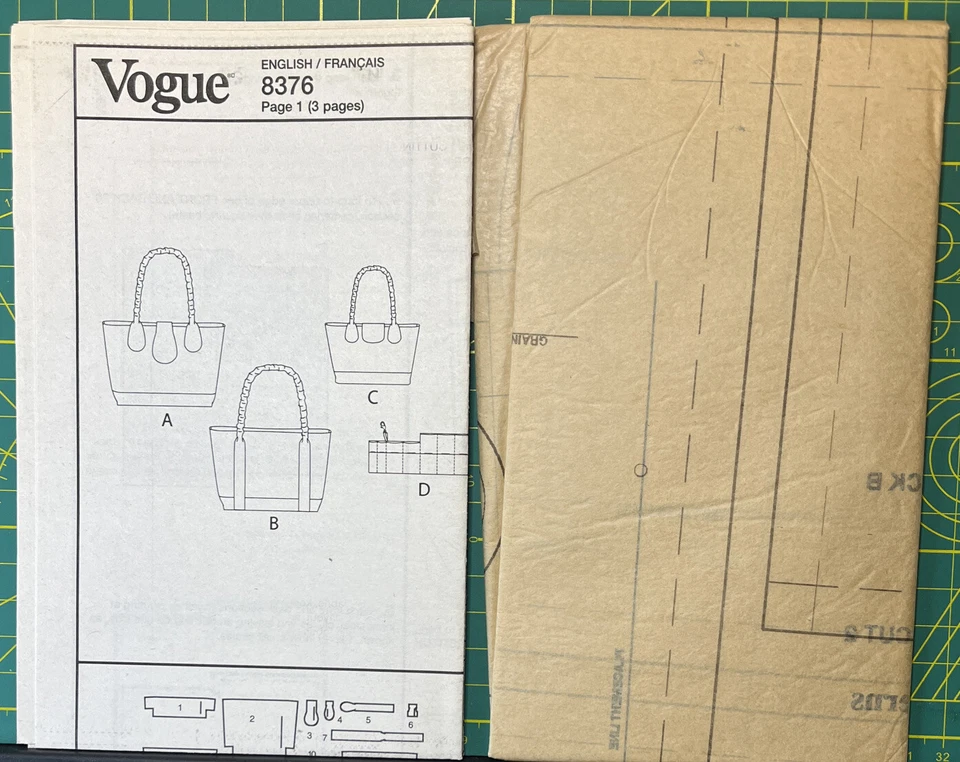 Vogue Accessories Pattern V8376 Tote Bags And Organizing Insert Uncut FF - Image 2 of 4