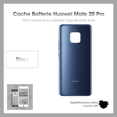 Vitre Arrière Avec Adhésif Pour Huawei Mate 20 Pro - Bleu - Neuf D'origine